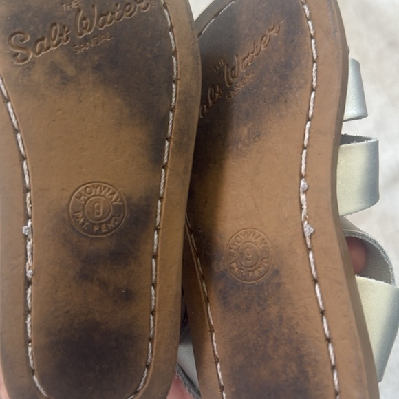 Saltwater toddler Sandal Hoy‎ classic leather silver Toddler size 9 - Picture 7 of 8